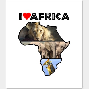 I Love Africa Wildlife Collage Map Posters and Art